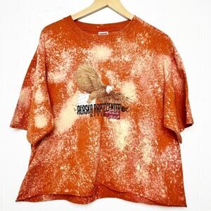 Alaska Raptor Center Sitka Eagle Graphic Orange Bleach Tie Dyed Cropped Tee XL